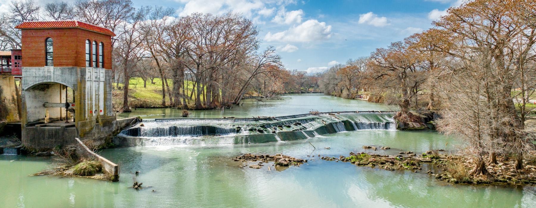 a river with trees along it